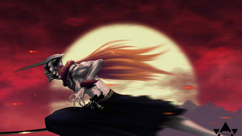 Bleach, anime, horns, long hair, skull