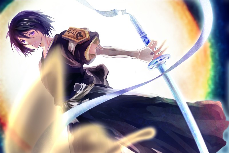 Bleach, anime, anime girls, warrior, purple eyes, sword, Kuchiki Rukia