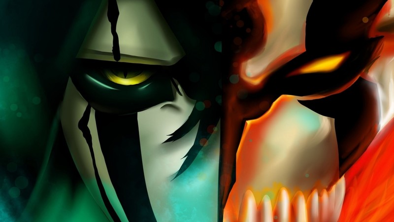 Bleach, anime, collage, eyes, glowing eyes, Ulquiorra Cifer, Kurosaki Ichigo