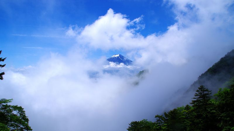 mountain, peak, clouds, height, landscape, 4k