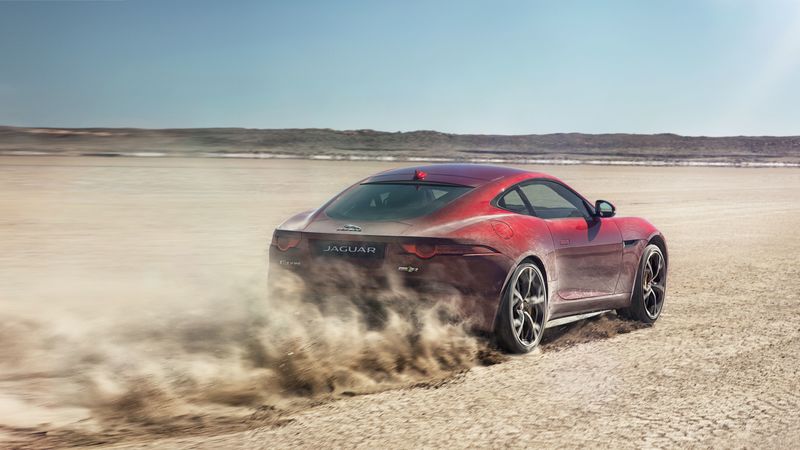 jaguar f-type r boosts bloodhound ssc record bid, jaguar, sportscar, red, speed, desert, sand, 4k