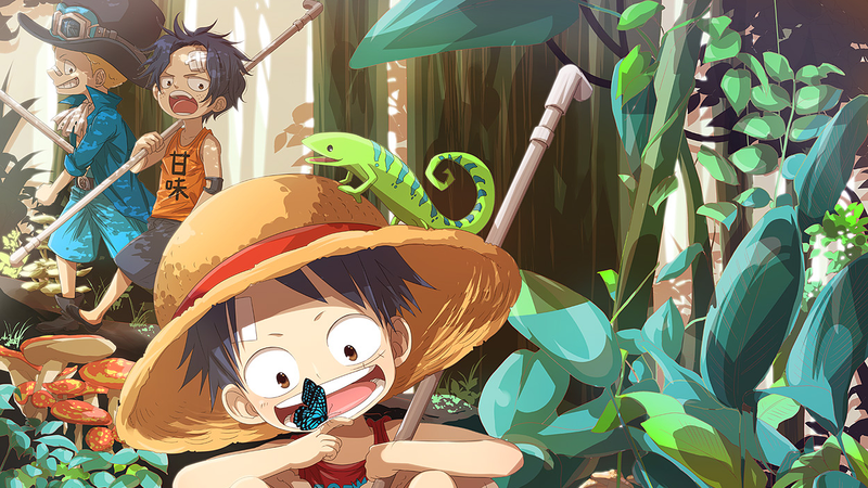 anime, One Piece, anime boys, hat, plants