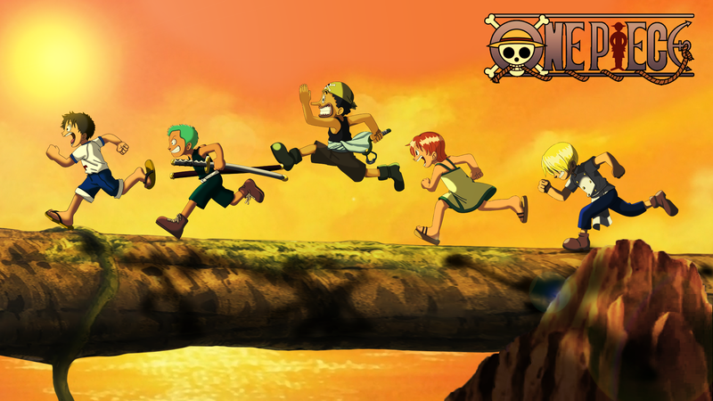 anime, One Piece, anime girls, anime boys, running