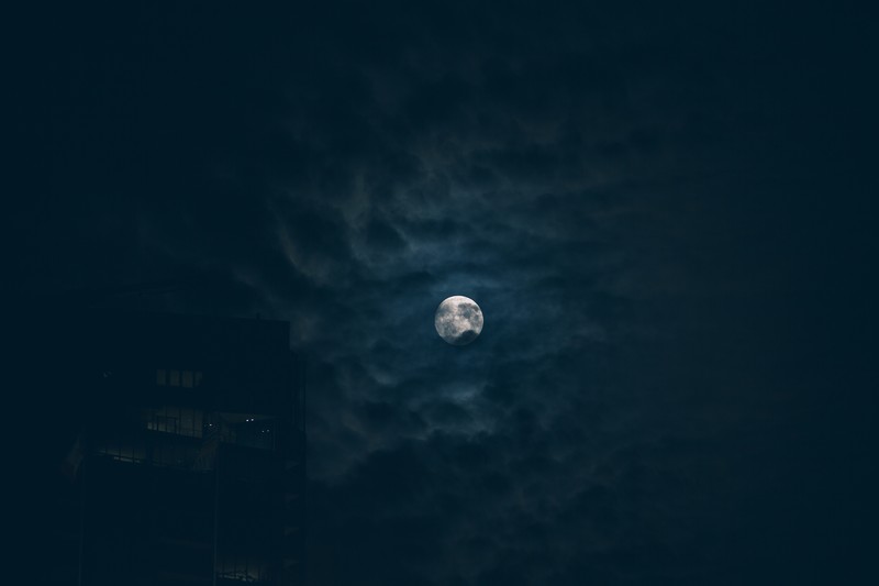 Moon, night, clouds