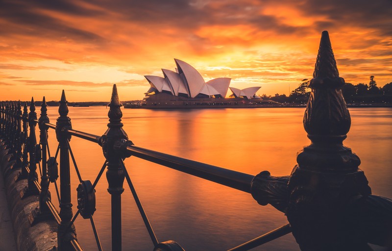 Sydney Opera House, Australia, sunset, clouds, bay