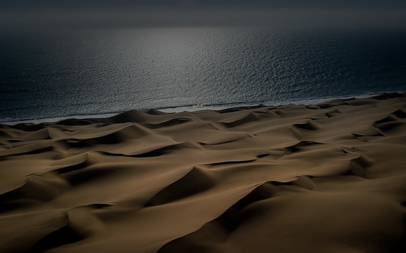 night, desert, sea, sand, water