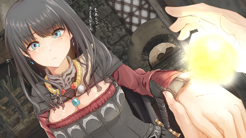 Serana, The Elder Scrolls V: Skyrim, short hair, blue eyes, necklace, anime, women