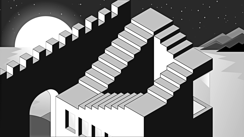 vector, landscape, black, white, drawing