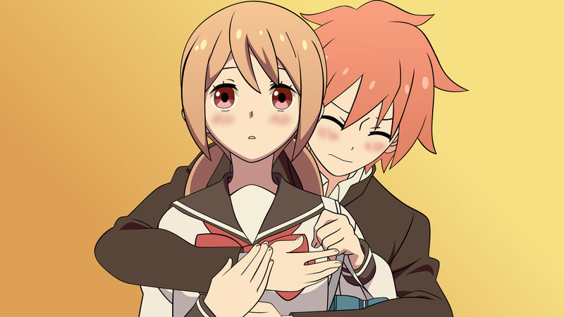 Tsurezure Children, anime boys, anime girls, simple background