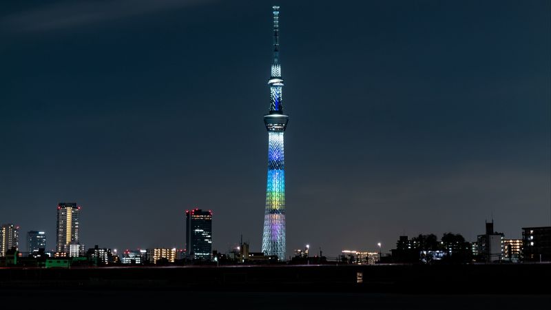 tower, building, backlight, architecture, city, night, 4k