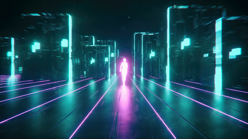 neon, cyberpunk, artwork, dark, digital art, pink, turquoise, cyan