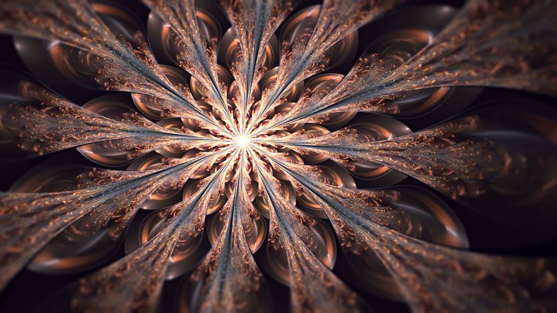 fractal, glow, bright, petals, abstraction, 4k
