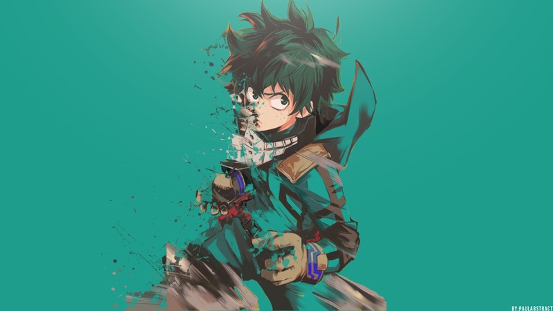 Boku no Hero Academia, anime, Midoriya Izuku, green hair, digital art, artwork