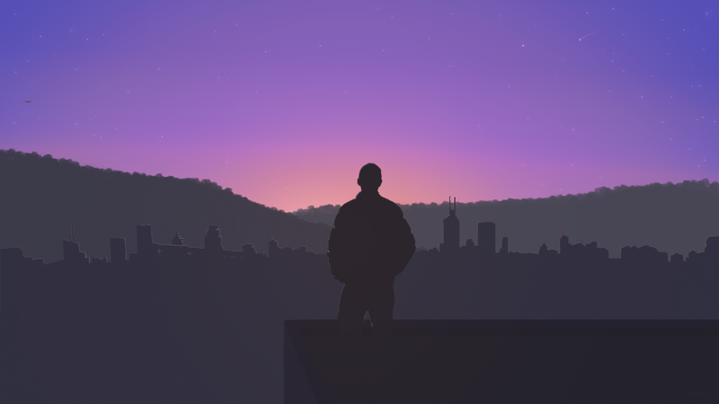 minimalism, landscape, people