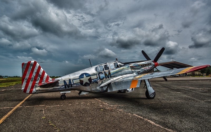North American P-51 Mustang, aircraft, overcast, World War II