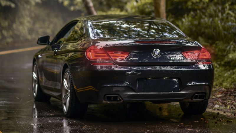 bmw 650i m sport, bmw, car, sports, rear view, coupe, dark blue, 4k