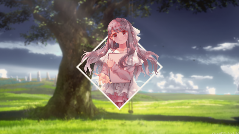 anime, anime girls, picture-in-picture, shelter, Rin (Shelter), pink hair, pink eyes, tablet, white dress