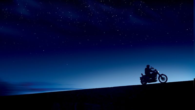 motorcycle, bike, biker, night, dark, 4k