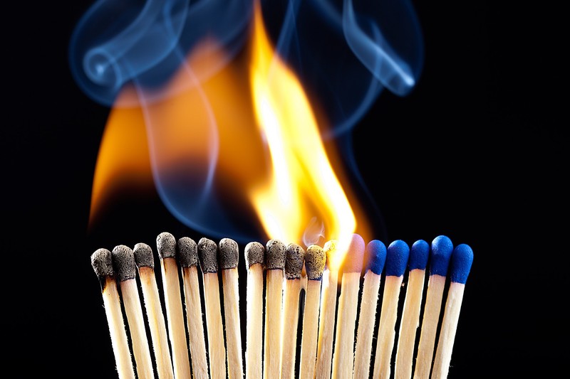 fire, yellow, black, blue, matches, smoke