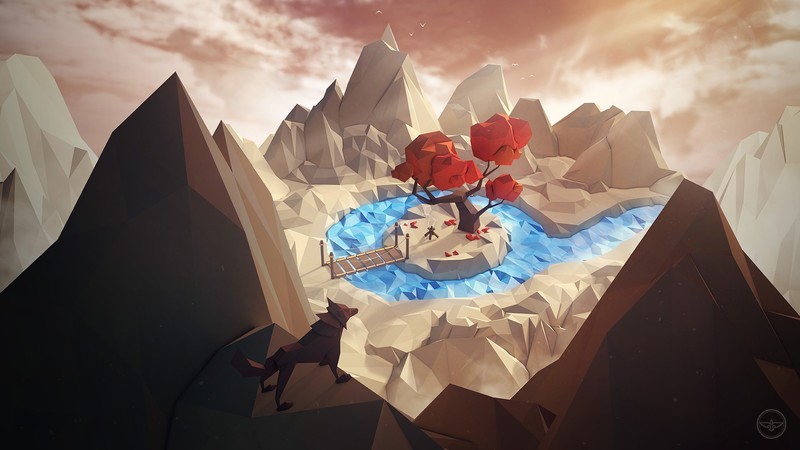 low poly, digital art, landscape