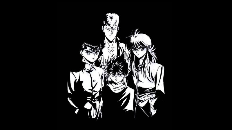 Yu Yu Hakusho, monochrome, anime boys, simple background, anime