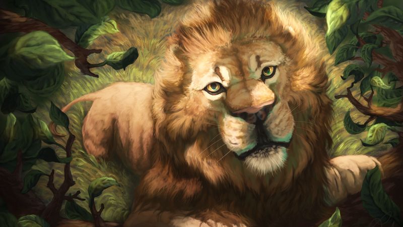 lion, muzzle, art, drawing, predator, king of beasts, 4k