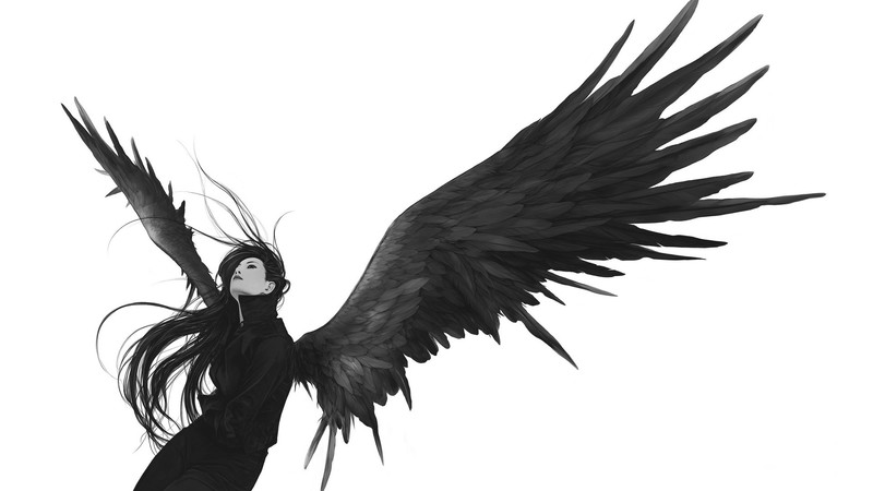 angel, digital art, wings