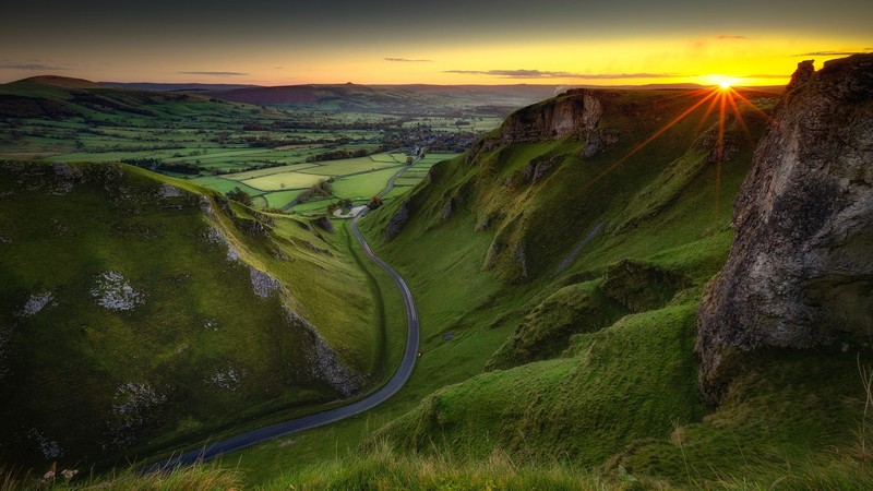 landscape, sunset, road