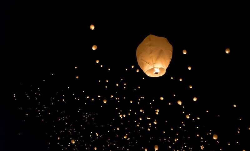 night, lights, paper lantern