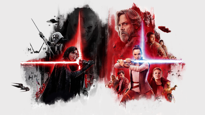 fan art, Star Wars: The Last Jedi, movies, Rey (from Star Wars), Luke Skywalker, Princess Leia, Kylo Ren, lightsaber