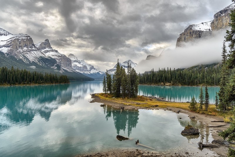 Canada, reflection, water, sky, mountains, nature