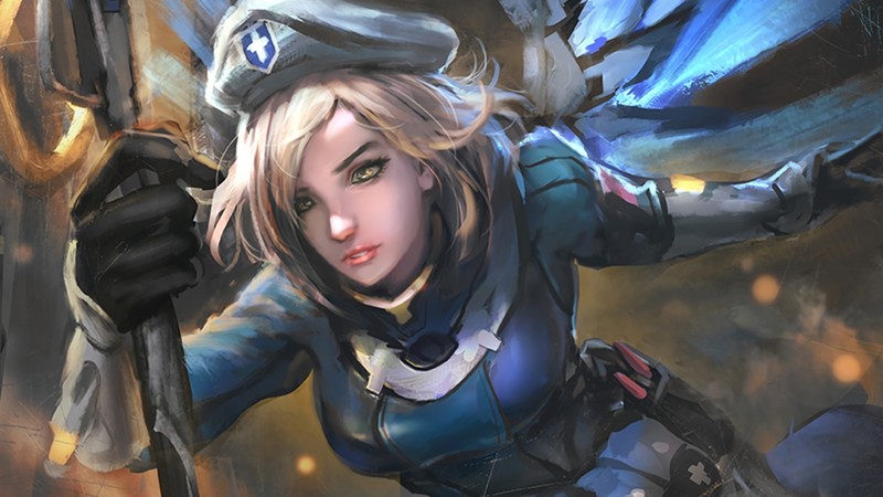 Overwatch, video games, Mercy (Overwatch), women, artwork, digital art