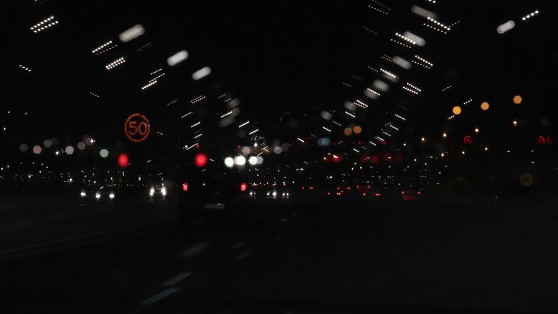 road, night, movement, lights, glare, blur, 4k