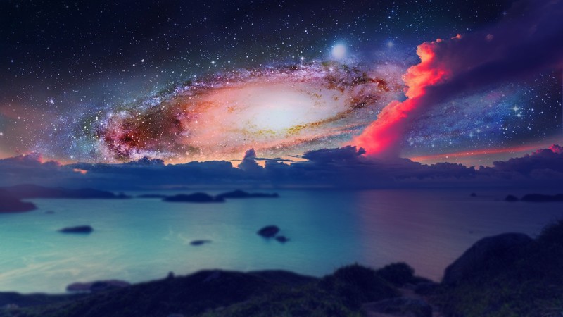 space, photo manipulation, sky, digital art, stars, clouds