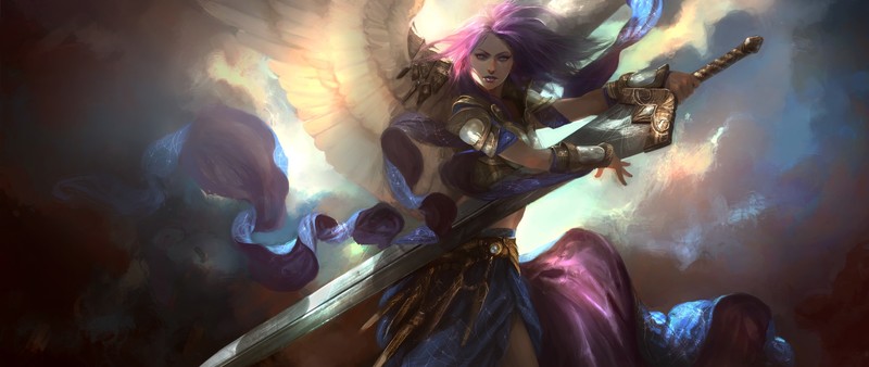 angel, sword, wings, fantasy art