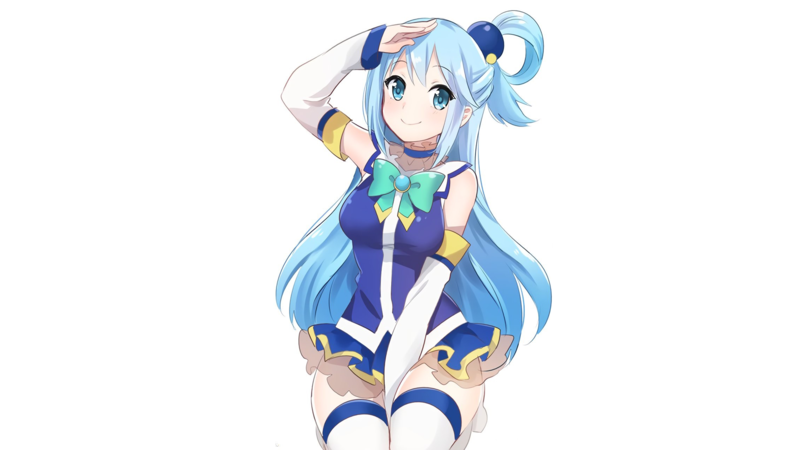 Kono Subarashii Sekai ni Shukufuku wo!, white background, Aqua (KonoSuba), anime, anime girls, simple background, white skin, blue eyes, fan art