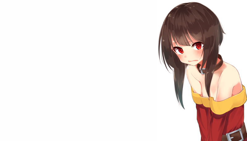 Kono Subarashii Sekai ni Shukufuku wo!, Megumin, dark hair, white background, anime, anime girls, brunette, simple background, white skin