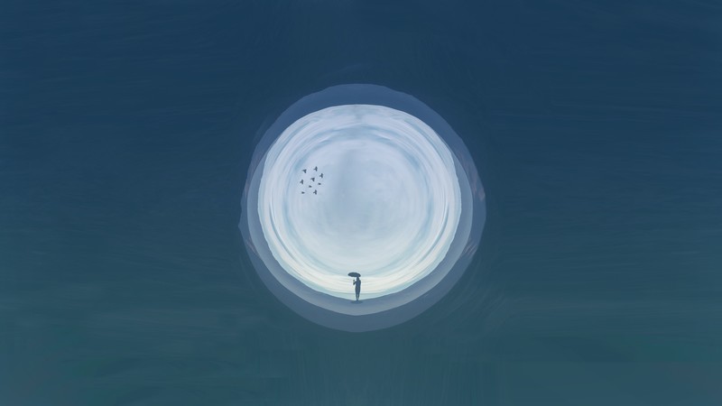 digital art, illustration, women, simple, creativity, artwork, umbrella, circle, minimalism