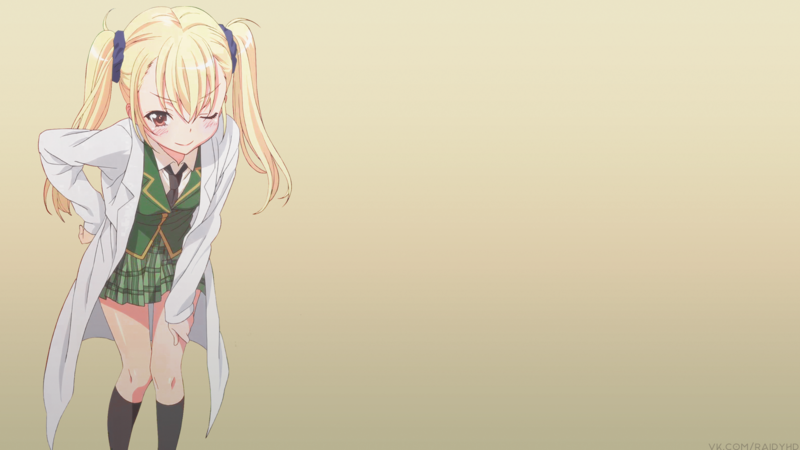 anime girls, anime, simple background, miniskirt, tie, blonde, Boku wa Tomodachi ga Sukunai