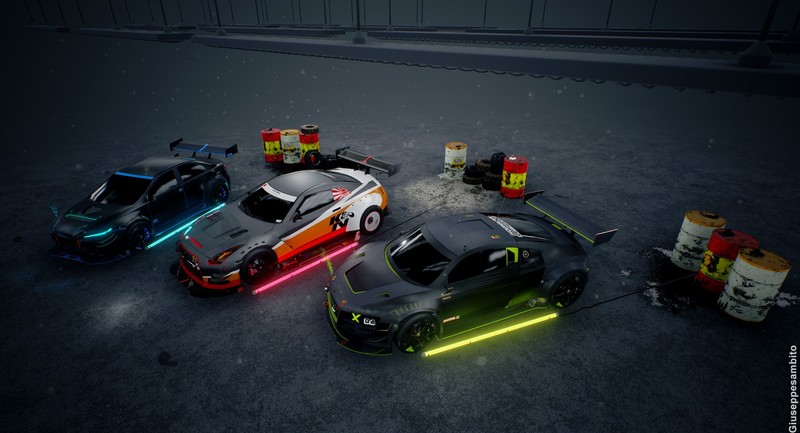 car, garages, neon, vehicle