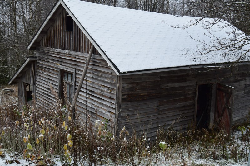 winter, cabin, snow, abandoned