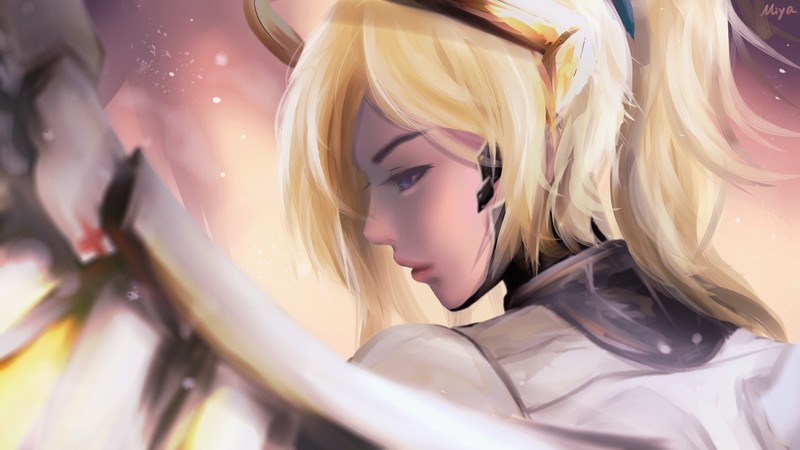 Mercy (Overwatch), Overwatch, video games, digital art, blonde