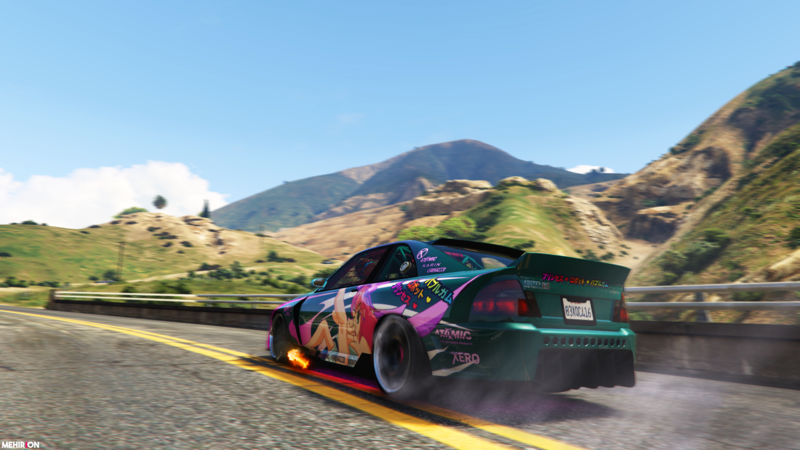 Grand Theft Auto V, Rockstar Games, Japanese cars, anime girls, landscape, Gamer, Grand Theft Auto, GTA5, fire