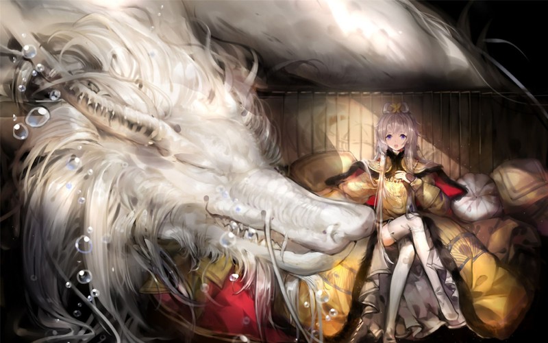 Luo Tianyi, anime girls, hanfu, chinese dragon, Vocaloid China