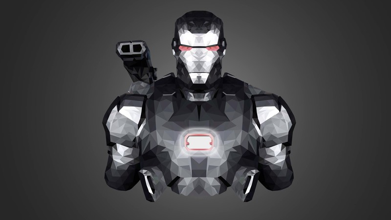 War Machine, Iron Man, armor, low poly, minimalism, comic books, fictional characters, Marvel Comics, frontal view