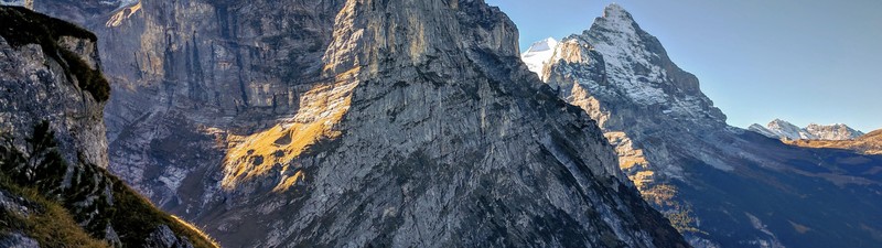 landscape, Alps, Switzerland, mountains, sky, snow, multiple display, dual monitors