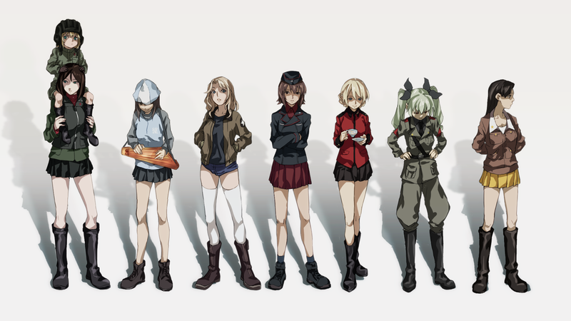 Girls und Panzer, Nonna (Girls und Panzer), Katyusha (Girls und Panzer), Darjeeling, Nishizumi Maho, Kay (Girls und Panzer), Anchovy (Girls und Panzer), anime girls, Mika (Girls Und Panzer)