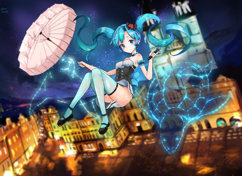 Hatsune Miku, long hair, turtle, twintails, Vocaloid