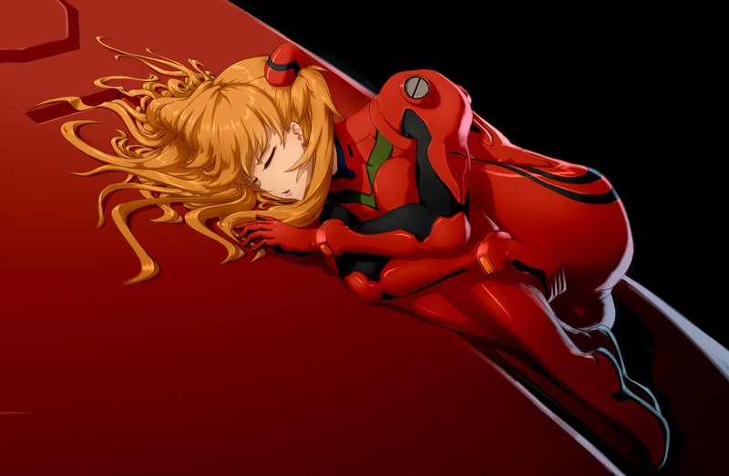 Neon Genesis Evangelion, Asuka Langley Soryu, anime girls, fan art, redhead, 2D, twintails, plugsuit, ass, sleep, hair spread out, ass cheeks, glutes, long hair, open mouth, thighs, the gap, cameltoe, thick ass, thick thigh