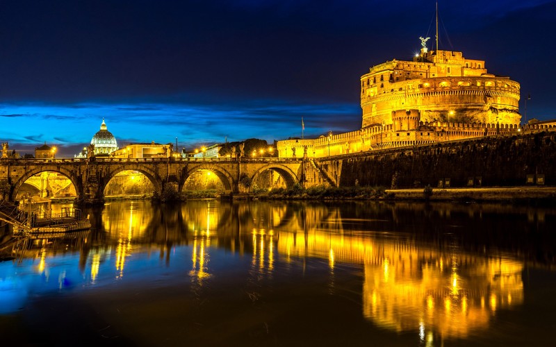 Rome, Italy, night, city, lights